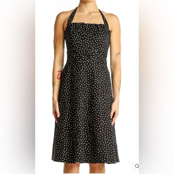 White House Black Market Black White Polka Dot Halter Dress Women’s Size 14 - Picture 1 of 8